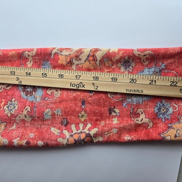 Noracora XXL Plus Size Tunic Top Boho Floral V-Neck Long Sleeve Coral Relaxed - Picture 6 of 9